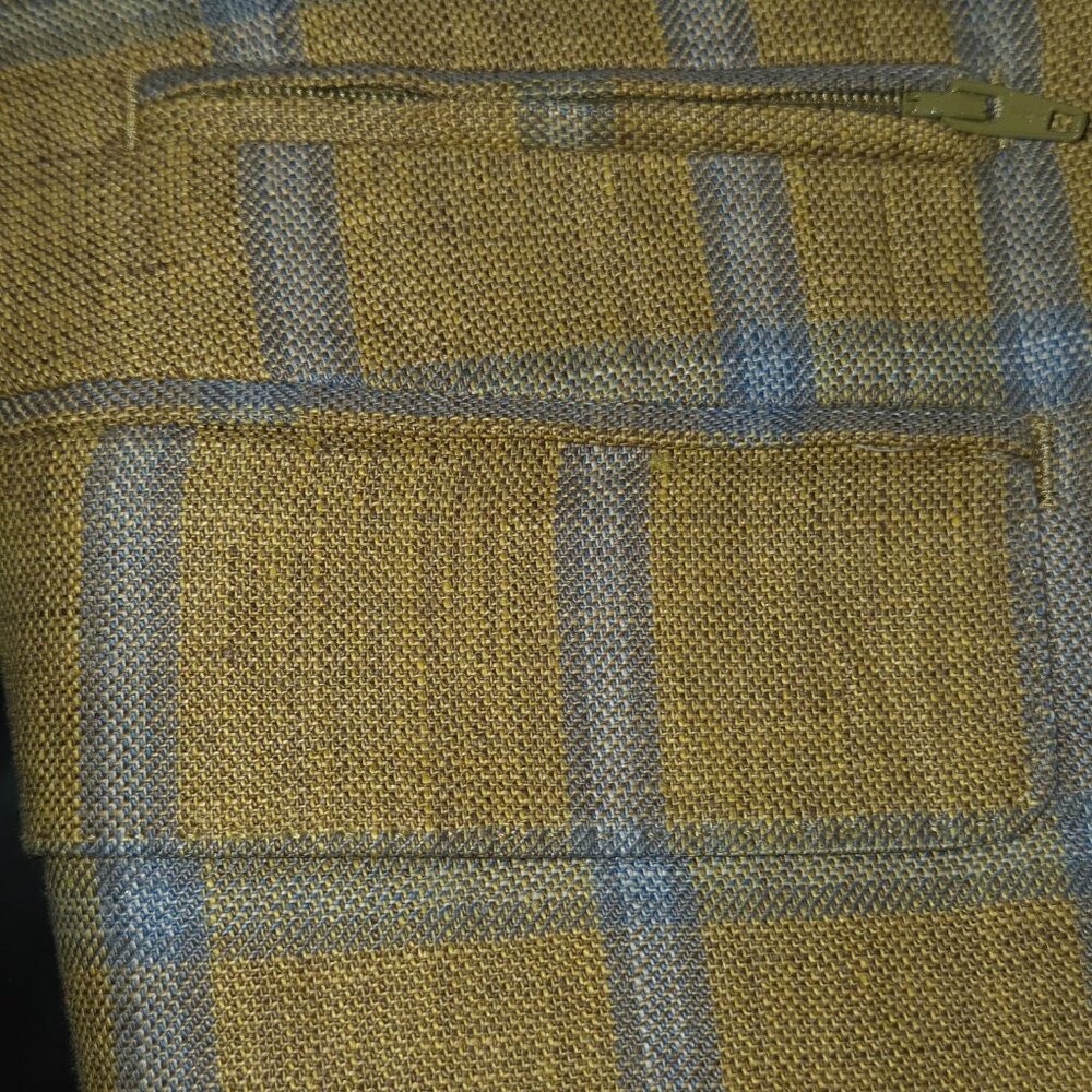 Mustard Yellow with Light blue Check Linen 2-Button Jacket - Picture 10 of 13